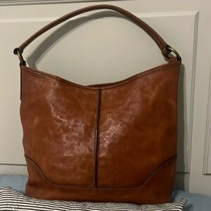 Frye Lucy Leather Hobo Purse Roomy Brown
